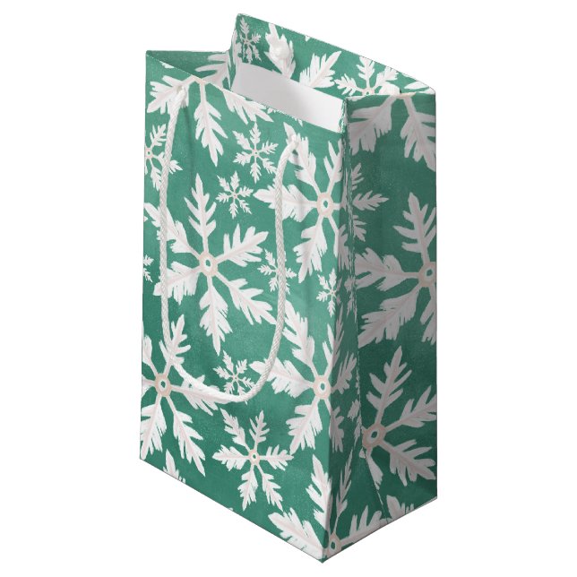 Big White Snöflingor Falling Grönt Background (Framsidan Vinklad)