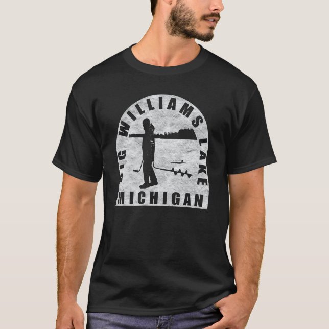 Big Williams Sjö Ice Fishing Michigan T Shirt (Framsida)