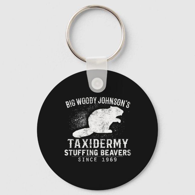Big Woody Johnson's Taxidermy Stuffing Beavers Nyckelring (Framsida)