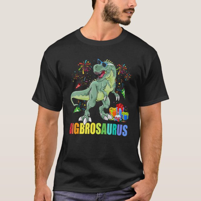 Bigbrosaurus Birthday Rex Dinosaur Big Bro Saurus T Shirt (Framsida)