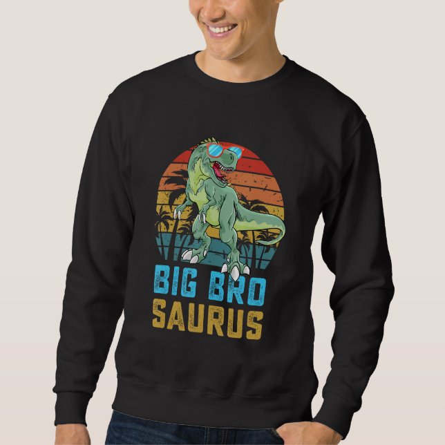 Bigbrosaurus Rex Dinosaur Big Bro Saurus Family Ma Lång Ärmad Tröja (Framsida)