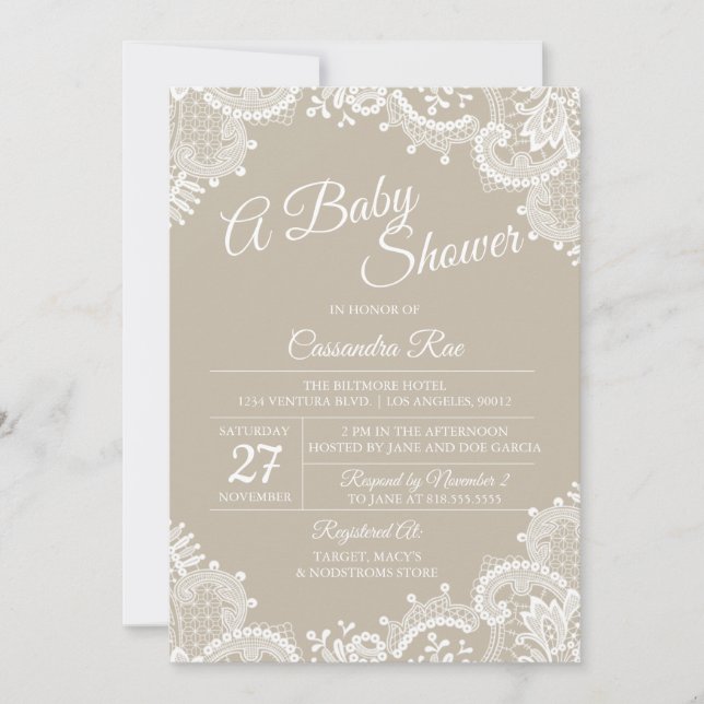 Bige och Snöre Baby Shower-inbjudan Inbjudningar (Framsida)