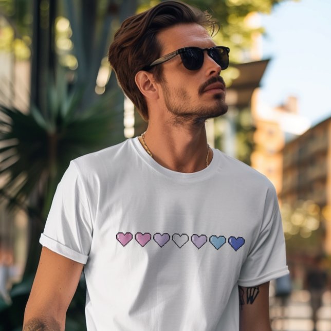 Bigender Flagga Pixel Heart T Shirt (Skapare uppladdad)