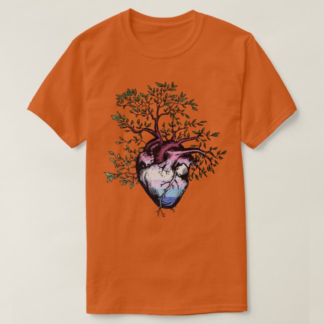 Bigender Heart Livets träd T Shirt (Design framsida)
