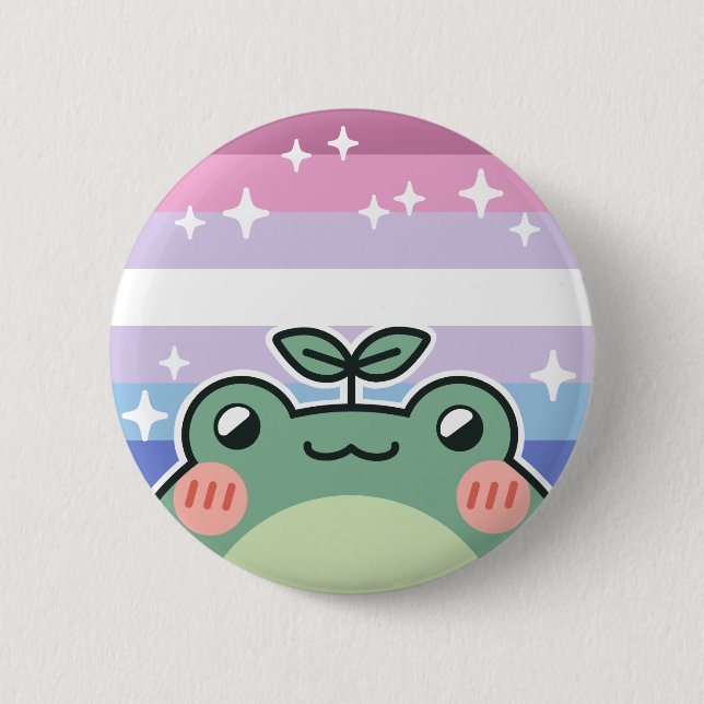 Bigender LGBT-Pride Flagga Frog Knapp (Framsida)