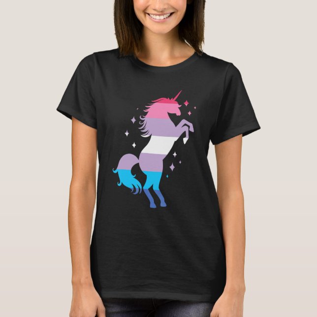 Bigender Pride Flagga Unicorn Bigender Flagga T Shirt (Framsida)