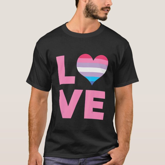 Bigender-Pridet Flagga Kärlek Bigender Flagga T Shirt (Framsida)