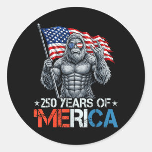 Bigfoot 250 år av Merica Rock Amerikansk flagga 4: Runt Klistermärke