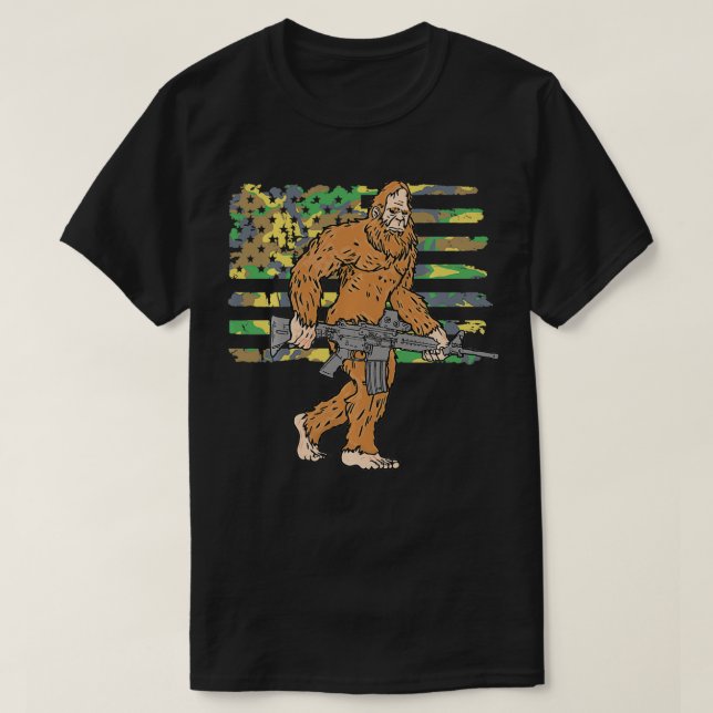 Bigfoot 2:a ändringen Höger till Bear Arm Camou T Shirt (Design framsida)
