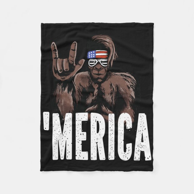 Bigfoot 4:e juli American Independence day Asl Fleecefilt (Framsidan)