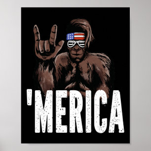 Bigfoot 4:e juli American Independence day Asl Poster
