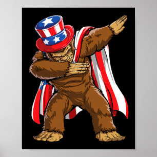 Bigfoot 4:e juli Sasquatch American Flag Poster