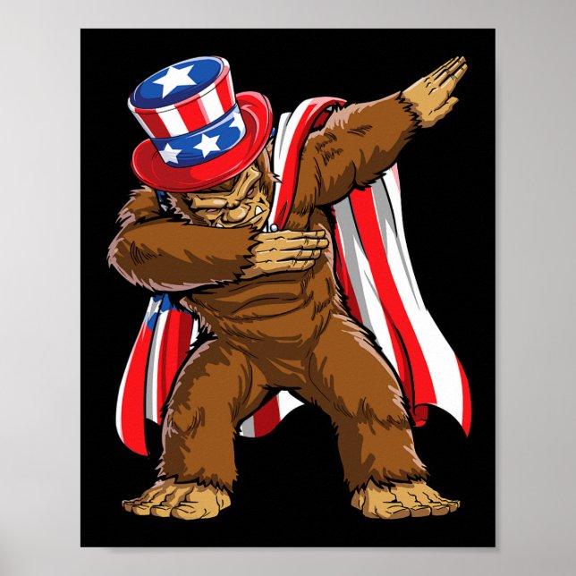 Bigfoot 4:e juli Sasquatch American Flag Poster (Framsidan)