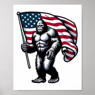 Bigfoot 4:e juli Sasquatch American USA flagga Pa Poster