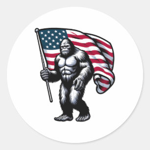 Bigfoot 4:e juli Sasquatch American USA flagga Pa Runt Klistermärke