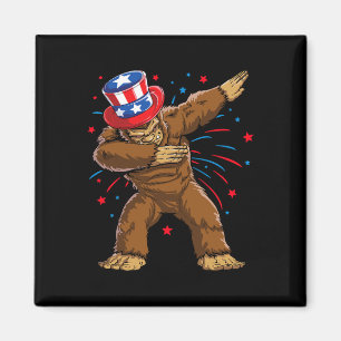 Bigfoot 4:e Juli Tröjor Sasquatch Amerikansk Flagg Magnet