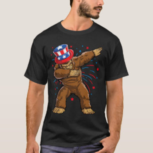 Bigfoot 4:e juli-tröjor Sasquatch amerikansk flagg T Shirt