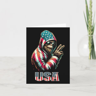 Bigfoot 4:e juli USA Patriotic Sasquatch Tonåringa Kort