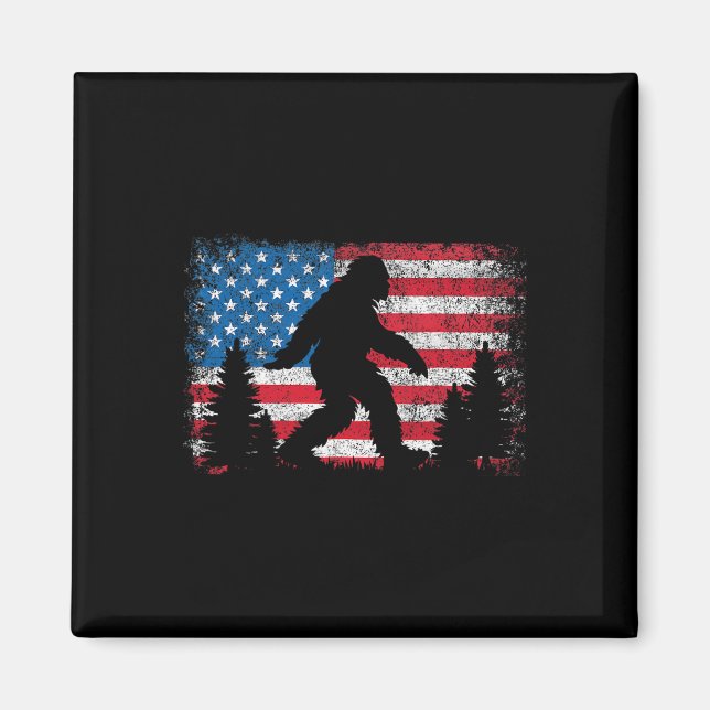 Bigfoot 4 juli Amerikanska USA flagga Patriotic Ki Magnet (Framsidan)