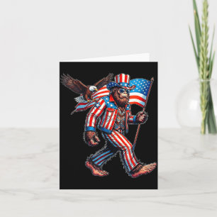 Bigfoot 4 juli rolig patriotisk amerikansk flagga kort