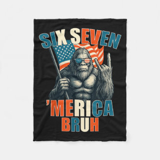 Bigfoot 6 7 Meme Merica Amerikansk Flagga Patrioti Fleecefilt