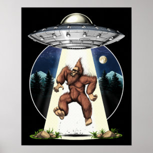 Bigfoot Alien Abduction Poster