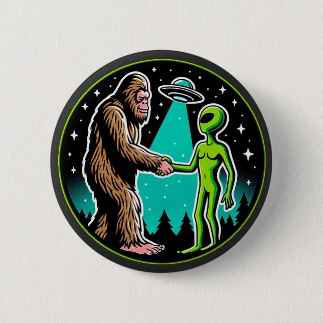 Bigfoot Alien Alliance - Funny Scifi Cryptid Knapp (Framsida)