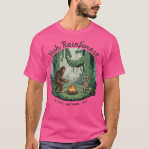 Bigfoot Alien Camping Hoh Rainforest Olympic Nati T Shirt