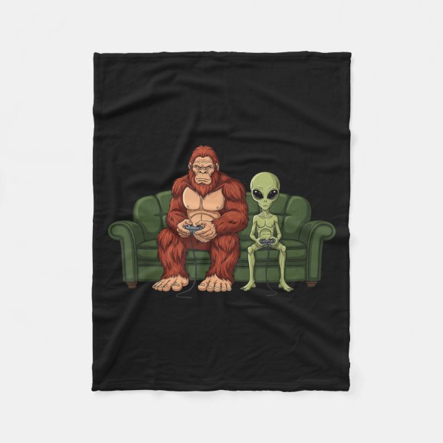 Bigfoot Alien Dataspel Gaming Sasquatch Ufo Män Fleecefilt (Framsidan)