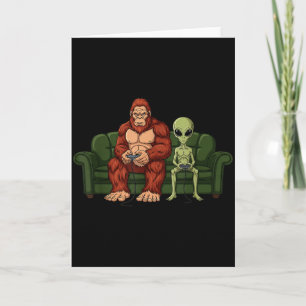 Bigfoot Alien Dataspel Gaming Sasquatch Ufo Män Kort