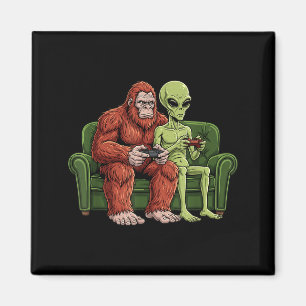 Bigfoot Alien Dataspel Gaming Sasquatch Ufo Män Magnet