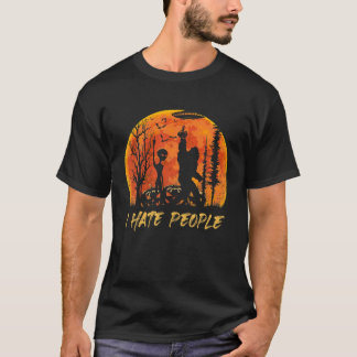 Bigfoot Alien I Hate People Pumpkin Halloween Cost T Shirt