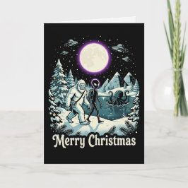 Bigfoot Alien Jul Cryptid Högtid Mysterium Julkort Kort