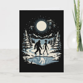Bigfoot Alien Julkort Kryptid UFO Högtid Kort