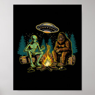 Bigfoot Alien Läggereld Camping Sasquatch Ufo Camp Poster