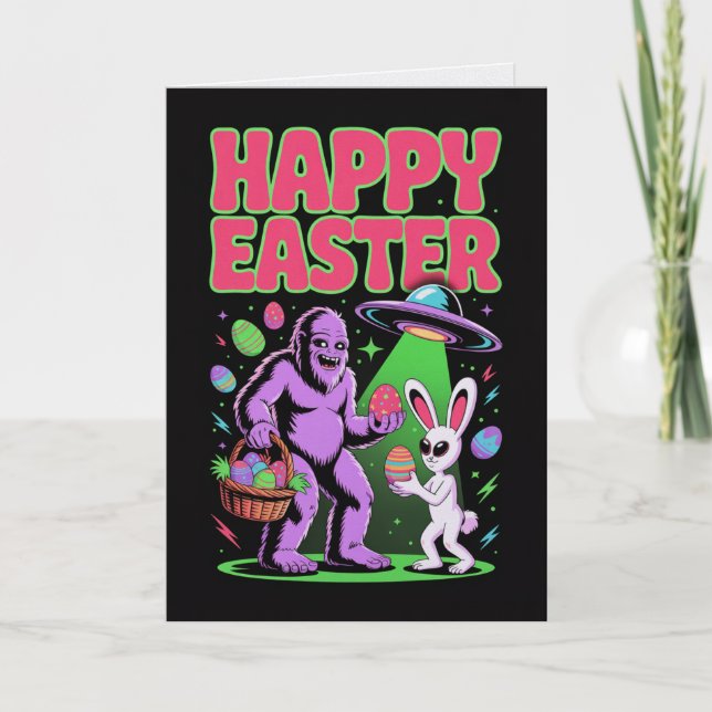 Bigfoot Alien Påskkort Kort (Framsida)
