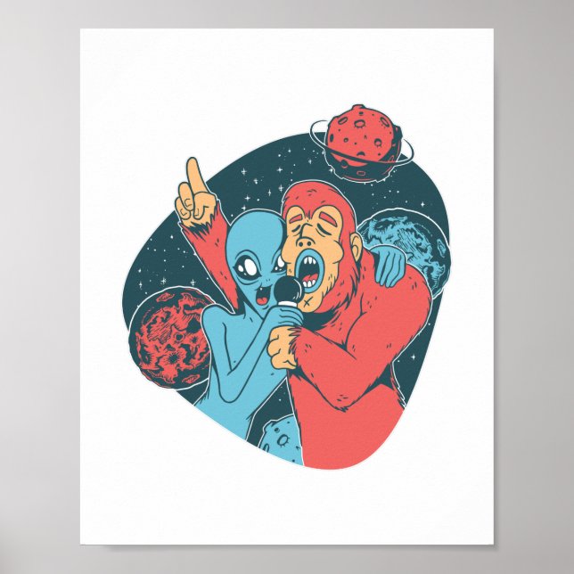 Bigfoot Alien Sasquatch Funny Camping Gift Poster (Framsidan)