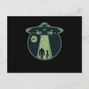 Bigfoot Alien Sasquatch UFO Abduction Utomjordinga Vykort