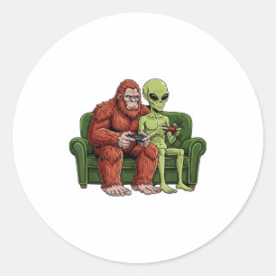 Bigfoot Alien TV-spel Gaming Sasquatch Ufo Män Runt Klistermärke