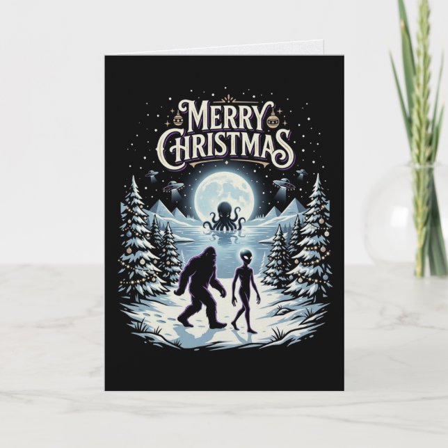 Bigfoot Alien UFO Cthulhu Julkort Kryptid Kort (Framsida)