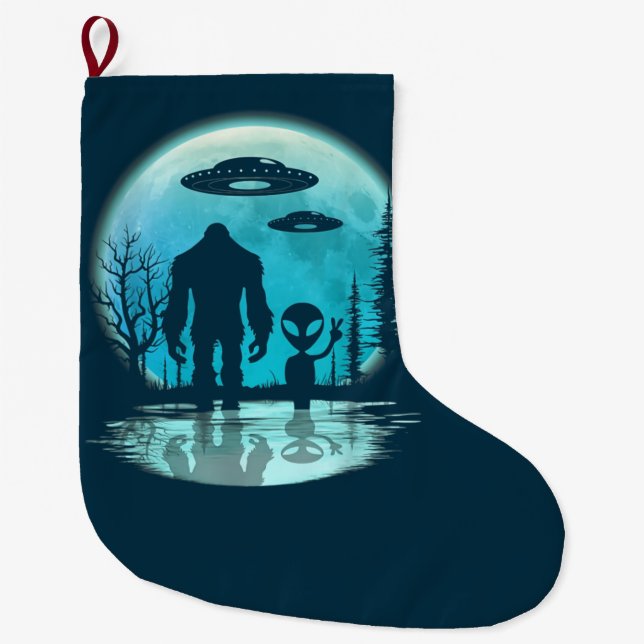 Bigfoot Alien UFO Disclosure Conspiracy Gift Stor Julstrumpa (Framsidan)