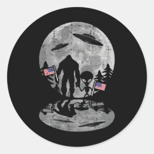 Bigfoot Alien Ufo Funny Patriotic Women Ki Runt Klistermärke