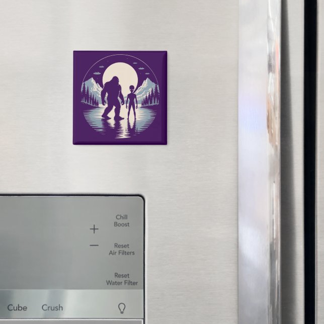Bigfoot Alien UFO-möte Paranormal Natt  Magnet (In Situ (Fridge))