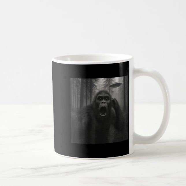 Bigfoot Alien Ufo Selfie Funny Sasquatch Meme Men  Kaffemugg (Höger)