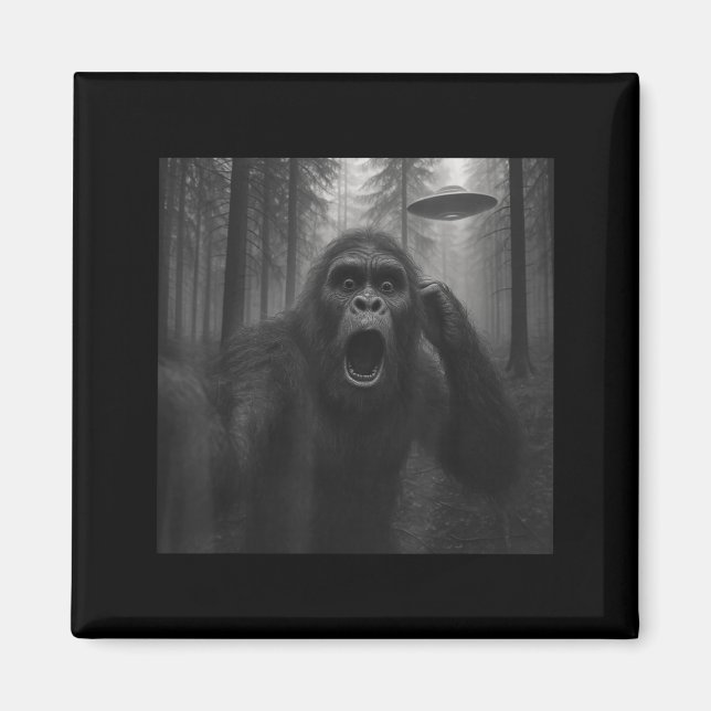 Bigfoot Alien Ufo Selfie Funny Sasquatch Meme Men  Magnet (Framsidan)