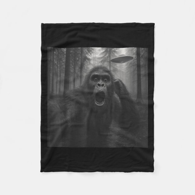 Bigfoot Alien Ufo Selfie Rolig Sasquatch Meme Män  Fleecefilt (Framsidan)
