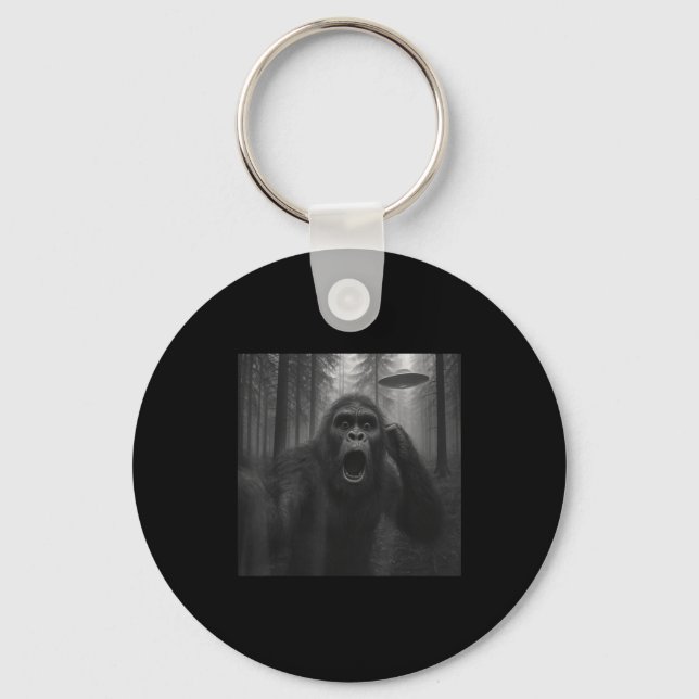Bigfoot Alien Ufo Selfie Rolig Sasquatch Meme Män  Nyckelring (Framsida)