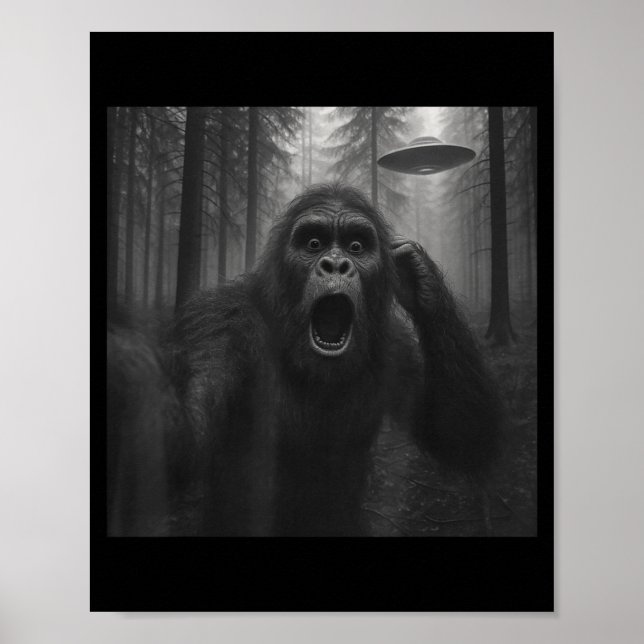 Bigfoot Alien Ufo Selfie Rolig Sasquatch Meme Män  Poster (Framsidan)