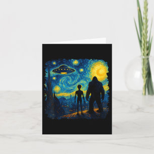 Bigfoot Alien Ufo Van Gogh Starry Night Sasquatch Kort