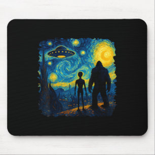 Bigfoot Alien Ufo Van Gogh Stjärnkväll Sasquatch Musmatta